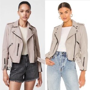 All Saints Balfern Leather Jacket in Cement Grey, size 4